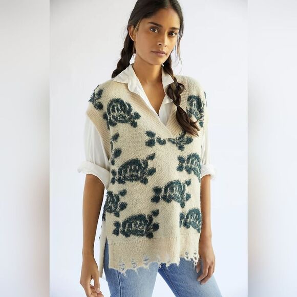 Anthropologie Oversized Rose Floral Vest Size M - Picture 8 of 11